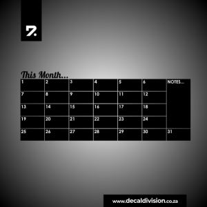 Monthly Calendar Chalkboard Sticker